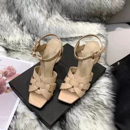 Top Luxury Heeled Tribute Women's Sandals Leather Slides Sandal Outdoor Lady Beach Sandals Casual Ladies high heels Comfort Walking Shoes
