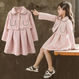 Clothing Sets Girls Jackets Vest Dress Suit For Children Clothes 2022 Spring Fashion Plaid Outfits Teen Set Kids ClothesClothing