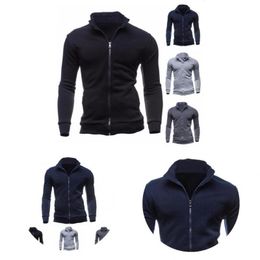 Men's Jackets Stylish Men Jacket Solid Colour Top Slim-fitting Ribbed Bottom Coat Sweatshirt