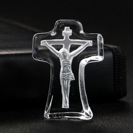 Decorative Objects & Figurines Transparent Crystal Glass Religion Christianity Cross Jesus Good Friday Craft Pray Baptism Piety Meditation H