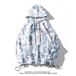 Spring and Autumn New Tie Dyed Hoodies for Men Women Loose Ins Fashion Br Alphabet Printing Lovers Student Pullover Jacket