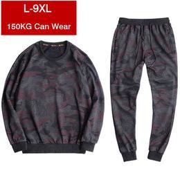 Men's Tracksuits Sports Running Set 95% Cotton Comfortable Outdoor Suit Tiger Printing Camouflage Loose Men Pullover