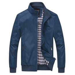 Jaqueta casual de cor sólida M-5xl 6xl homens primavera outono outerwear mandarim colarinho roupas 220321