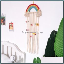 Party Decoration Event Supplies Festive Home Garden Children Hairpins Hair Accessories Storage Belt Hanging Decorative Woven Rainbow Ins N