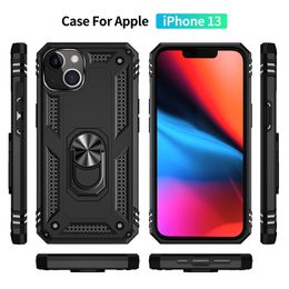 Military Grade Drop Impact Phone Cases For Iphone 14 11 12 13 15 Pro Max Metal Rotating Ring Kickstand Holder Armour Heavy Duty Shockproof Cover