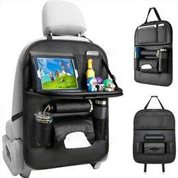 Car Organiser Seat Back Bag Folding Table Pad Drink Chair Storage Pocket Box Travel Stowing Tidying Interior Accessories
