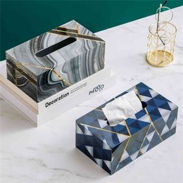 Marble Tissue Box Nordic Acrylic Box Disposable Napkins Office Desk Living Room Bedroom Table Napkins Modern Decoration 210326