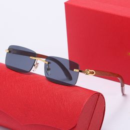 Fashion carti Designer Cool sunglasses Summer Sunglasses Frames Man Woman red frameless square Protect eyes light blue eyewear gold silver Cartir embossing mans