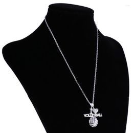 Pendant Necklaces Necklace Rhinestone Love Volleyball Silver Colour Chain Alloy Jewellery Fancy