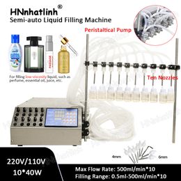 0.5ml-500ml/min Semi Automatic Peristaltic Pump Liquid Filling Machine Perfume Juice Essential Oil Bottle Water Filler With 10 Heads