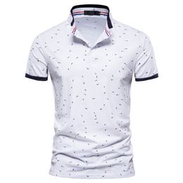 AIOPESON Casual Printed Polo Shirts Men Slim Fit Stand Collar Cotton Mens TShirt Summer High Quality Classic Men Clothing 220704