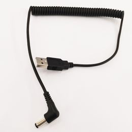 Cables, 90 Degree Angled DC 5.5x2.5MM Male to USB 2.0 A Male Plug Spring Coiled Power Extension Cable/10pcs