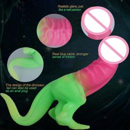Night Luminous Dinosaur Dildo Realistic Butt Plug sexy Toys For Women/Men Masturbators sexyy Vaginal Anal Fake Penis Buttplug
