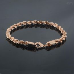 Link Chain Women Mens 585 Rose Gold Colour Bracelet Weaving Rope Chic Chains Wristband Lobster Clasp JewelryLink Lars22