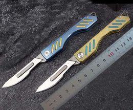 1Pcs Top Quality Small Artwork Carving Knife 440C Satin Blade TC4 Titanium Alloy Handle EDC Pocket Folding Knives Keychain knifes K1615