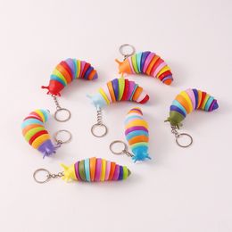 Cute Fidget Slug Toy Articulated Flexible 3D Slug Keychain Joints Curled Relieve Stress Toys For Children Aldult DHL FREE Y02