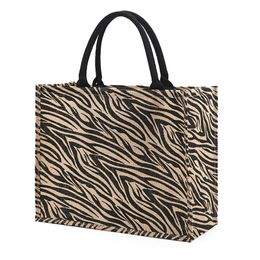 Linen Shopping Handbags Casual Ladies Animal Printed Pattern Tote Square Large Capacity Storage Top-Handle Bag CX220325
