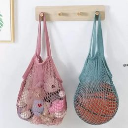 Shopping Bags Handbags Shopper Tote Mesh Net Woven Cotton Bags String Reusable Fruit Storage Bags Handbag Reusable Home Storage Bag JLA13169