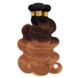 ombre human hair bundles Canada - 1B 4 30 Blonde Ombre Human Hair Bundle Brazilian Hair Wavy Weave Bundles Colored Ombre Body Wave 3 4 Bundles Deals Remy Hair