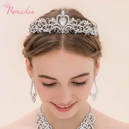 rhinestone crowns wholesale Australia - Hair Clips & Barrettes Silver Color Rhinestone Wedding Tiaras And Crowns Crystal Diadem Pageant Bridal Accessory For Women RE68Hair
