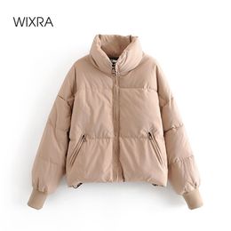 Wixra Women's Jacket Fashion Trendy Parka Overcoat Solid Warm Outerwear and Coats Winter Ladies Streetwear Casual Clothing 201214