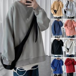 HybSku Man Casual Hoodies Sweatshirts Men's Streetwear Oversized Hoodie Solid Colour Pullovers Male Fleece Sweat Shirts 220406