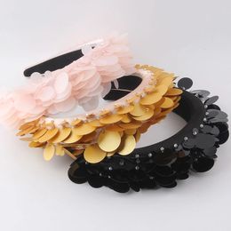 2022 Luxury Baroque Sparkly Black Yellow Pink Headbands Shinny Hairbands Wide Street Style Headwear Hair Accessories Women