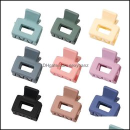 Clamps Hair Jewelry Mini Size Square Shape Length 2.2 Cm Pure Color Plastic Claw Clips European Women Lady Sc Dht7H