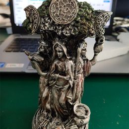 16cm Resin Statue Greece Religion Celtic Triple Goddess Sculpture Figurine Hope Harvest Home Desktop Decoration 220622