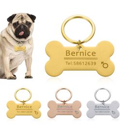 Custom Personalized Pet ID Tag Engraved Pet ID Name for Cat Puppy Dog Collar Tag Pendant Stainless Steel Bone Pet Accessories 220610