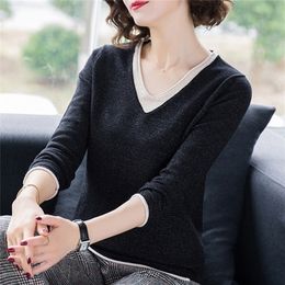 Women thick sweater pullovers long sleeve button o-neck chic Sweater Female Slim knit top Black 201223