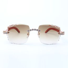 Blue Bouquet diamonds sunglasses 3524014 with orange wooden legs and 58 mm cut lenses