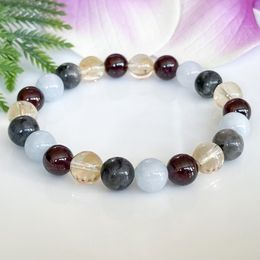 MG1497 Strand Scorpio Zodiac Gemstone Bracelet Aquamarine Labradorite Citrine Garnet Healing Crystals Jewellery November Birthstone