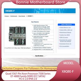 Motherboards X8QBE-F For Supermicro Server Motherboard Quad 1567-Pin Xeon Processor 7500 Series E7-4800 Family DDR3 ECC SATA2 PCI-E 2.0