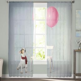 Curtain & Drapes Puppy Scarf Chair Pink Balloon Tulle Curtains For Living Room Bedroom Decoration Luxury Voile Valance Sheer KitchenCurtain