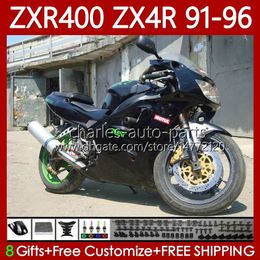 ABS Bodys For KAWASAKI NINJA ZXR 400 CC 400CC 1991 1992 1993 1994 1995 1996 Cowling 138No.36 ZX4R ZXR-400 Bodywork Glossy black ZX 4R ZXR400 91 92 93 94 95 96 Fairing kit