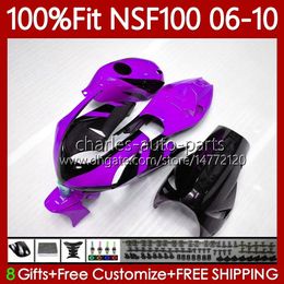 Injection OEM For HONDA NSF 100 NS-F100 06-10 Fibreglass Bodywork 116No.139 NSF-100 06 07 08 09 10 Purple Black NSF-100 2006 2007 2008 2009 2010 Glass Fibre Race Fairing