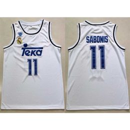 Nikivip Spains league White #11 Arvydas Sabonis Basketball Jersey Men's Stitched Custom Any Number Name Jerseys