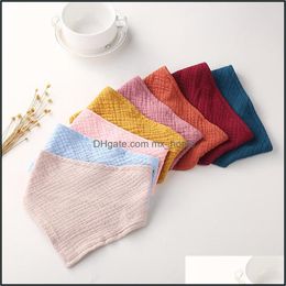 Bibs Burp Cloths Baby Feeding Baby Kids Maternity 18 Colors Infant Saliva Cloth Cotton Ins Triangle Muslin Dhbs1