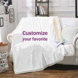 Customised Throw Blanket 3D Print Sofa Sherpa Blanket Couch Quilt Bedspread for Kids Adults DIY Plush Quilt 220616
