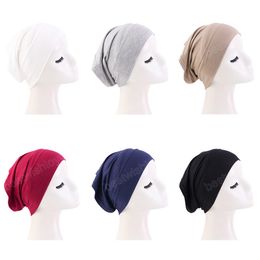 Women Cotton Muslim Inner Tube Cap Stretch Jersey Hijabs Turban Caps slamic Underscarf Bottom Hat Headwear Bonnet Hat