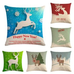 Cushion/Decorative Pillow Elegant Vintage Elk Shabby Chic Wood Cushion Covers Snowman Santa Claus Reindeer Meditation 18 Inch Linen Lounger