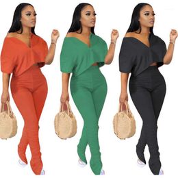 Plus Size Two Piece Set Women Summer Clother Crop Top Stacked Leggings Pants Suits Cute 2 Outfits Matching Sets