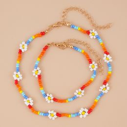 New Handmade Rainbow Seed Beads Pendants Simple Necklace Bracelet Women's Fashion Wild Sweet Colourful Collar Jewellery Gift