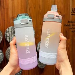 500ml/600ml Fashion Water Bottle With Straw BPA Free Portable Outdoor Sport Cute Drinking Plastic Bottles Eco-Friendly 220509