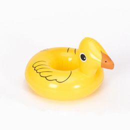 Drinkware PVC inflatable cup holder duck swimming pool drink coaster coffee milk tea cup holders