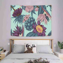 Floral Print Tapestry Bohemian Decoration Photo Room Wall Rugs Decorations Living Cloth Tapiz J220804