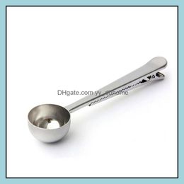 Measuring Tools Kitchen Kitchen Dining Bar Home Garden 10Ml Coffee Meauring Tool Stainless Steel Scoop Measure Spoon Bake With Clip Drop