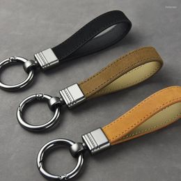 Keychains Luxury Matte Leather Keychain Car Key Ring Clip Circle Buckle Holder Auto Waist Keyfob Organiser Business Men GiftKeychains Forb22