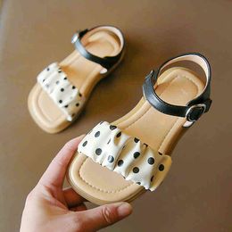 Kids Shoes 2022 Summer New Girls Fashion Polka Dot Princess Sandals Casual Soft Bottom Non-slip Beach Shoes Toddler Sandals Girl G220523